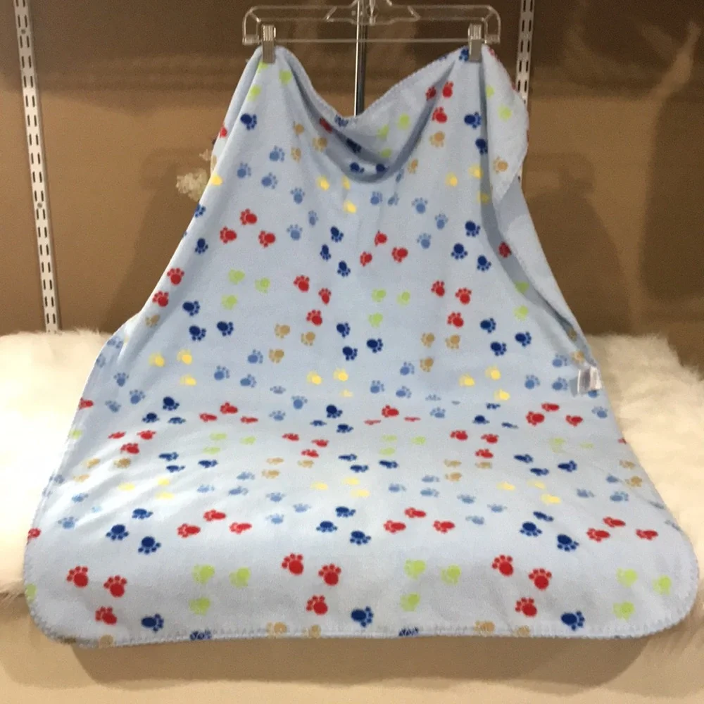 Baby Boy Blanket w/ Paw Prints